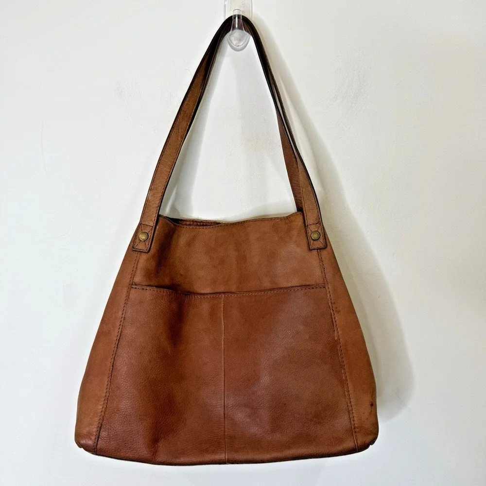 American Leather Liberty Shopper Hobo Shoulder Bag Tote Purse Pebbled Double